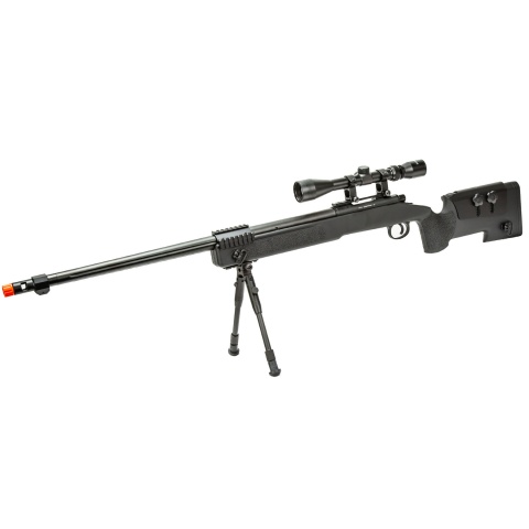 WellFire M40A5 Bolt Action Airsoft Sniper Rifle w/ Scope and Bipod (Color: Black)