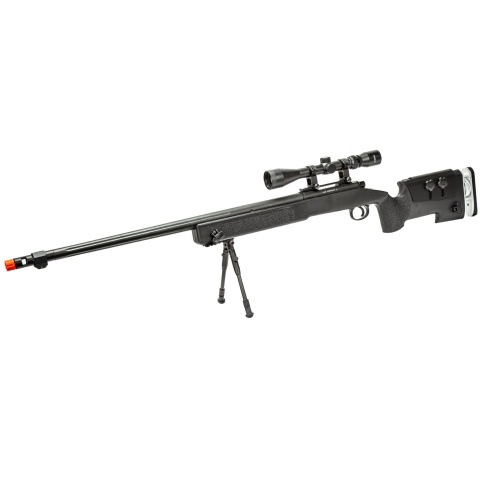 WellFire MB17BAB Bolt Action Airsoft Sniper Rifle w/ Scope and Bipod (Color: Black)