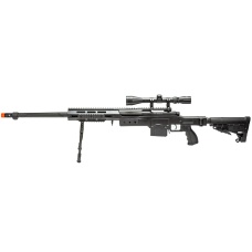 WellFire MB4412BAB Bolt Action Airsoft Sniper Rifle w/ Scope and Bipod (Color: Black)