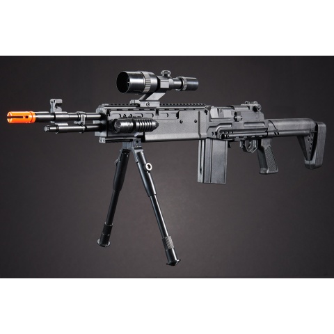 UK Arms Spring Sniper Rifle and P618 Pistol Combo with Laser and Flashlight (Color: Black)