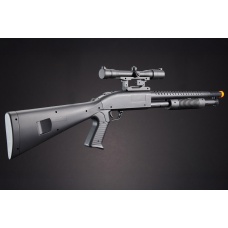 UK Arms P799A Pump Action Airsoft Spring Shotgun w/ Laser & Scope (Color: Black)