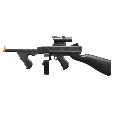 UK Arms Airsoft M1A1 Spring Tommy Gun with Drum Magazine (Color: Black)