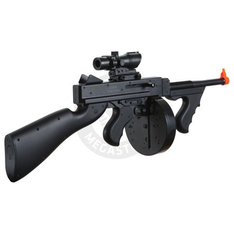 UK Arms Airsoft M1A1 Spring Tommy Gun with Drum Magazine (Color: Black)
