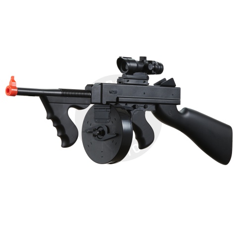 UK Arms Airsoft M1A1 Spring Tommy Gun with Drum Magazine (Color: Black)