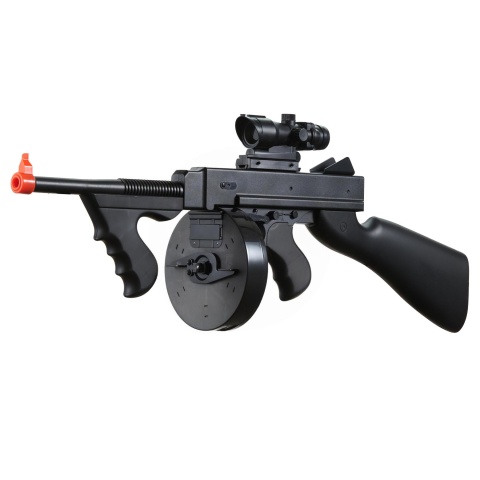 UK Arms Airsoft M1A1 Spring Tommy Gun with Drum Magazine (Color: Black)