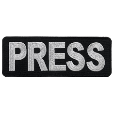 Embroidered PRESS Patch Black and White / Large