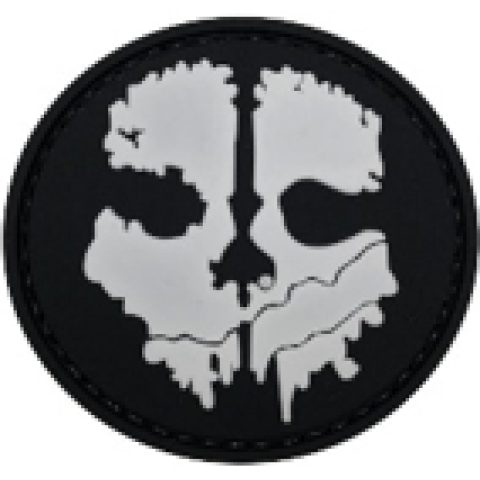 Ghost Skull PVC Patch Black and White