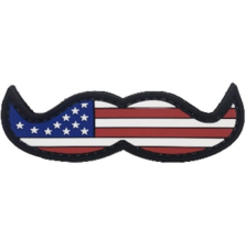 US Flag Mustache PVC Patch Full Color