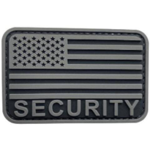 Security US Flag PVC Patch Black and Gray