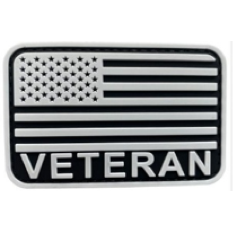 Veteran US Flag PVC Patch Black and White
