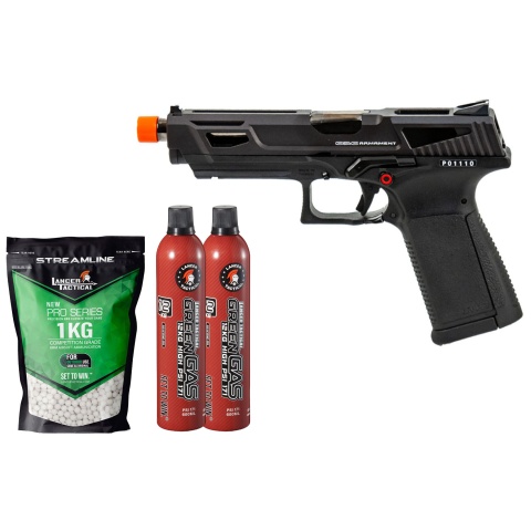 G&G GTP9-MS Metal Slide Gas Blowback Airsoft Pistol - (Black) - Gas/BB Bundle