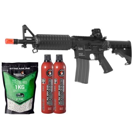 KWA Full Metal LM4C Airsoft M4 CQB Gas Blowback Training Rifle - (Black) - Gas/BB Bundle