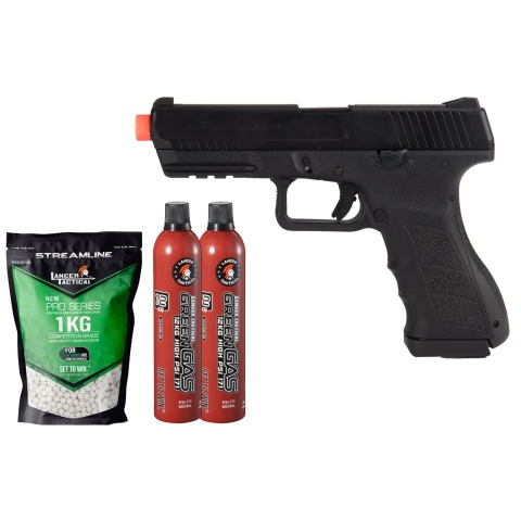 KWA Full Size ATP-LE Airsoft Gas Blowback Pistol - (Black) - Gas/BB Bundle