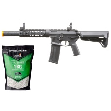 Lancer Tactical Gen 2 M4 SD Carbine Airsoft AEG Rifle w/ Ambidextrous NSR Receiver, NSR Stock & Mock Suppressor - (Black) - Gen 2 Starter Bundle