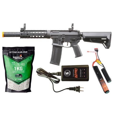 Lancer Tactical Gen 3 M4 Carbine SD AEG w/ Ambidextrous NSR Receiver, NSR Stock & Mock Suppressor - (Black) - Gen 3 Starter Bundle