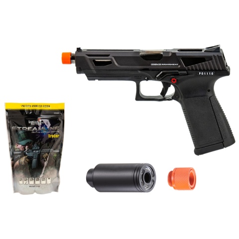 G&G GTP9-MS Metal Slide Gas Blowback Airsoft Pistol - (Black) - Tracer/BB Bundle
