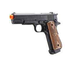Double Bell M1911 Co2 Gas Blowback Airsoft Pistol w/ Wood Grip (Color: Black)