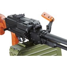 Atlas Custom Works PKM Russian Battlefield Squad Airsoft Machine Gun with Real Wood Furniture (Color: Black)