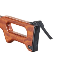 Atlas Custom Works PKM Russian Battlefield Squad Airsoft Machine Gun with Real Wood Furniture (Color: Black)