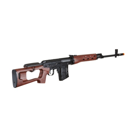 Atlas Custom Works SVD Dragunov Electric Airsoft Sniper Rifle w/ Faux Wood Furniture & Fixed Sportsman Stock (Color: Faux Wood)