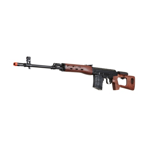 Atlas Custom Works SVD Dragunov Electric Airsoft Sniper Rifle w/ Faux Wood Furniture & Fixed Sportsman Stock (Color: Faux Wood)