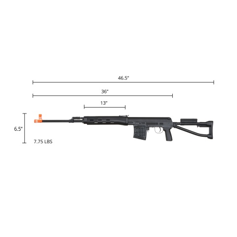Atlas Custom Works Airsoft SVD S Bolt Action Rifle w/ Folding Stock - BLACK