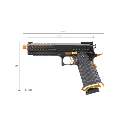 Lancer Tactical Knightshade Hi-Capa Gas Blowback Airsoft Pistol (Color: Black & Gold)