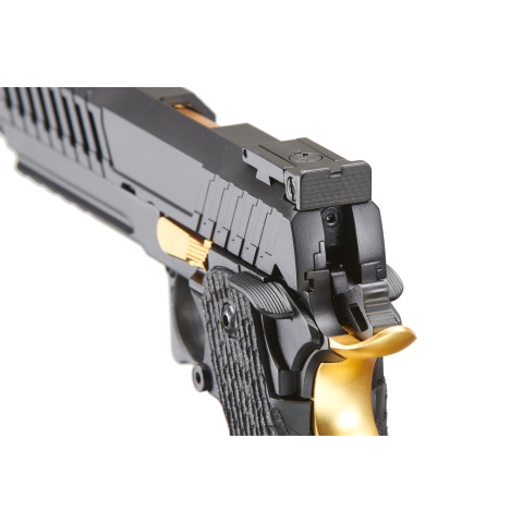 Lancer Tactical Knightshade Hi-Capa Gas Blowback Airsoft Pistol (Color: Black & Gold)