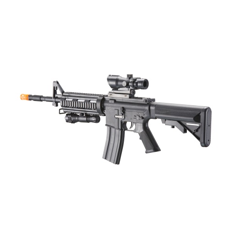 UK Arms Heavy Version Large Magazine M4 Airsoft Spring Rifle w/ Flashlight and Red Dot Sight (Color: Black)