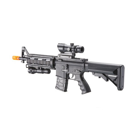 UK Arms Heavy Version Short Barreled M4 Airsoft Spring Rifle w/ Flashlight and Red Dot Sight (Color: Black)