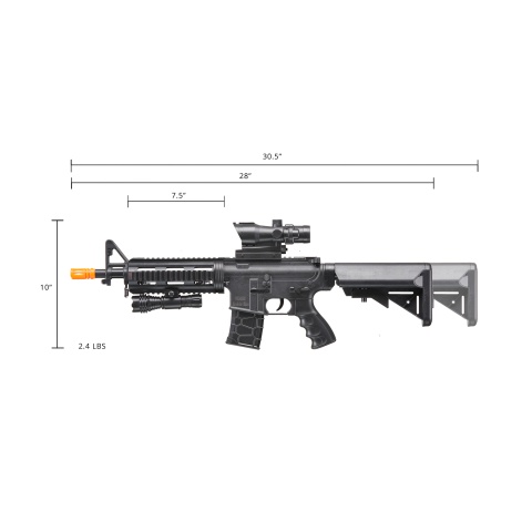 UK Arms Heavy Version Short Barreled M4 Airsoft Spring Rifle w/ Flashlight and Red Dot Sight (Color: Black)