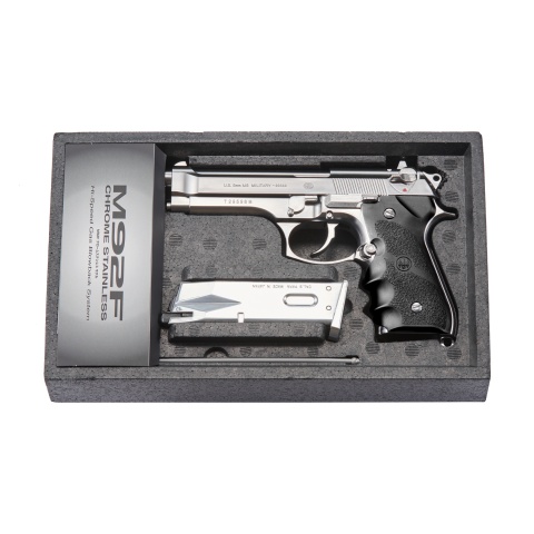 Tokyo Marui M92F Chrome Stainless Finishing Airsoft Gas Blowback Pistol (Color: Chrome)