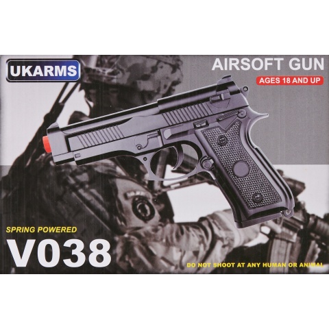 UK Arms V038 Spring Powered Airsoft Pistol (Color: Black)
