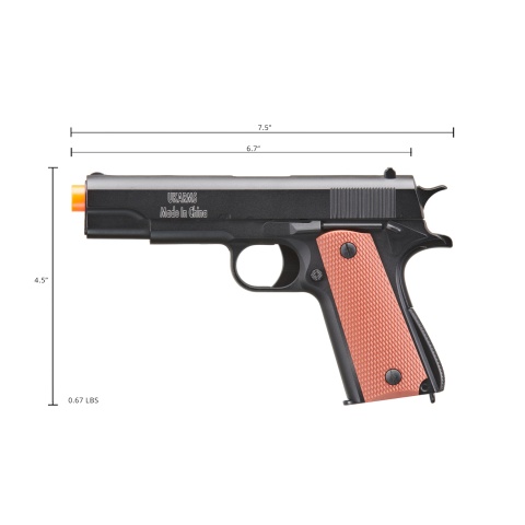 UK Arms 1911 Alloy Series Spring Airsoft Pistol (Color: Black / Brown)