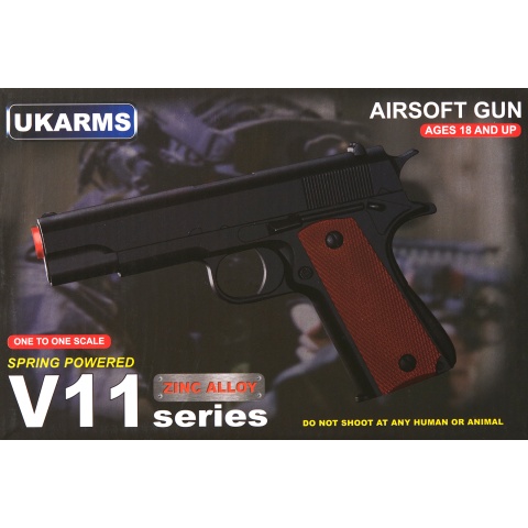 UK Arms 1911 Alloy Series Spring Airsoft Pistol (Color: Black / Brown)