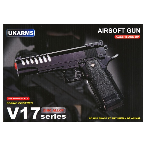 UK Arms 2011 Alloy Series Spring Airsoft Pistol w/ Wavey Stippling (Color: Black)