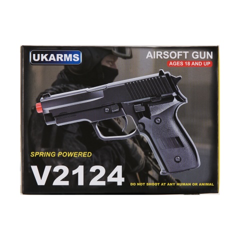 UK Arms P228 Plastic Spring Powered Airsoft Pistol (Color: Black)