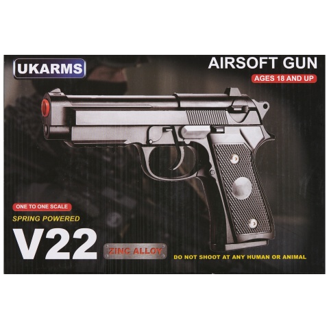 UK Arms M9 Alloy Series Airsoft Spring Pistol (Color: Black)