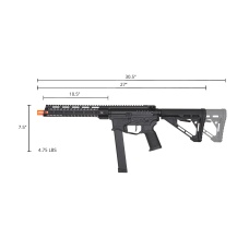 Zion Arms R&D Precision Licensed PW9 Mod 1 Long Rail Airsoft Rifle with Delta Stock (Color: Black)