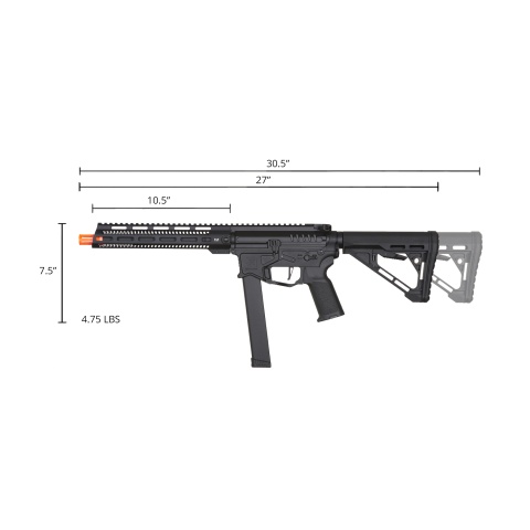 Zion Arms R&D Precision Licensed PW9 Mod 1 Long Rail Airsoft Rifle with Delta Stock (Color: Black)