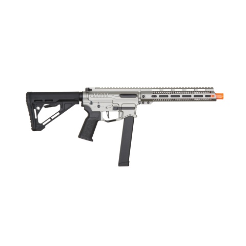 Zion Arms R&D Precision Licensed PW9 Mod 1 Long Rail Airsoft Rifle with Delta Stock (Color: Grey)