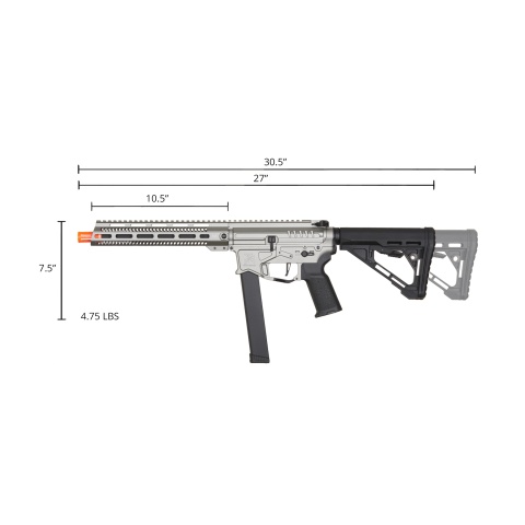 Zion Arms R&D Precision Licensed PW9 Mod 1 Long Rail Airsoft Rifle with Delta Stock (Color: Grey)