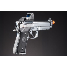KLI KL-92 AI Optic Ready Silver Version 6mm Dual Power CO2/Gas Blowback Airsoft Pistol Red Dot Combo - (Silver)