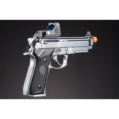 KLI KL-92 AI Optic Ready Silver Version 6mm Dual Power CO2/Gas Blowback Airsoft Pistol Red Dot Combo - (Silver)