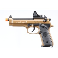 KLI KL-92 SAHARA Limited Edition 6mm Dual Power CO2/Gas Blowback Airsoft Pistol Red Dot Combo - (Tan)