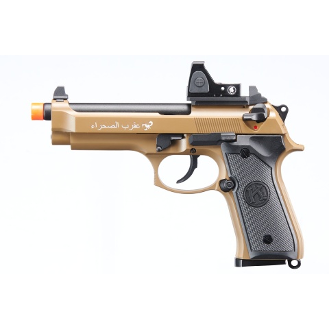 KLI KL-92 SAHARA Limited Edition 6mm Dual Power CO2/Gas Blowback Airsoft Pistol Red Dot Combo - (Tan)