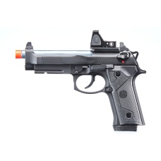 KLI KL-92 Elite IA Optic Ready 6mm Dual Power Gas / CO2 Blowback Airsoft Pistol Red Dot Combo - (Black)