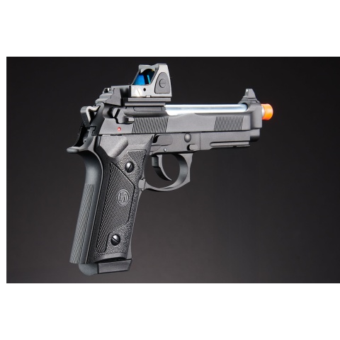 KLI KL-92 Elite IA Optic Ready 6mm Dual Power Gas / CO2 Blowback Airsoft Pistol Red Dot Combo - (Black)