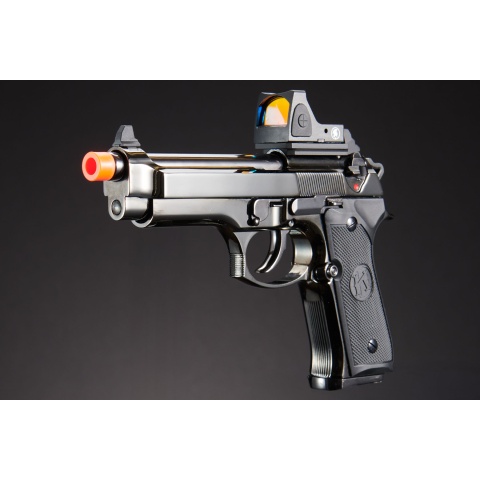 KLI KL-92 Fusion Optic Ready 6mm Dual Power CO2/Gas Blowback Airsoft Pistol Red Dot Combo - (Black/Gun Metal)