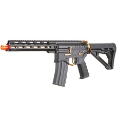 Zion Arms R15 Mod 1 Long Rail Airsoft Rifle with Delta Stock (Color: Black/Gold)
